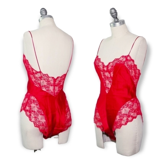 ADAGIO by Patricia Fieldwalker Vintage 80s Silk Lace Linegrie Teddy Bodysuit M - Picture 3 of 16